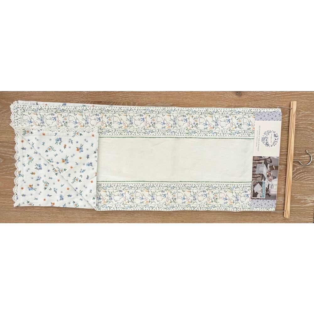 Shabby Chic NEW Reversible Table Runner 14"X72" Cottage Core